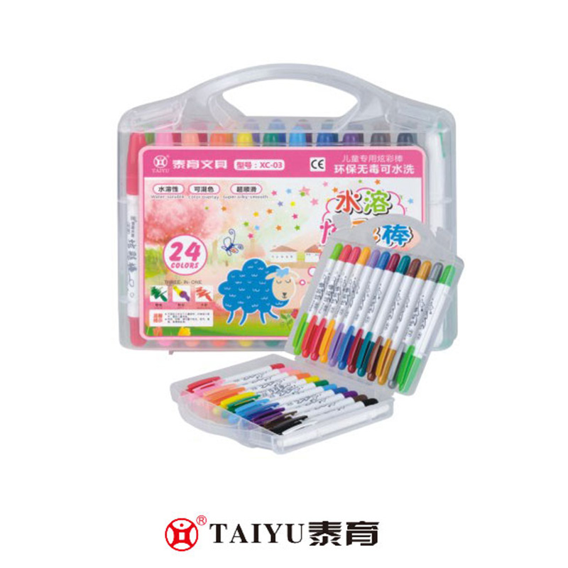 Gli studenti usano Crayon 24 colori in scatola di PP Pittura liscia con portapenne Crayon-XC 03
